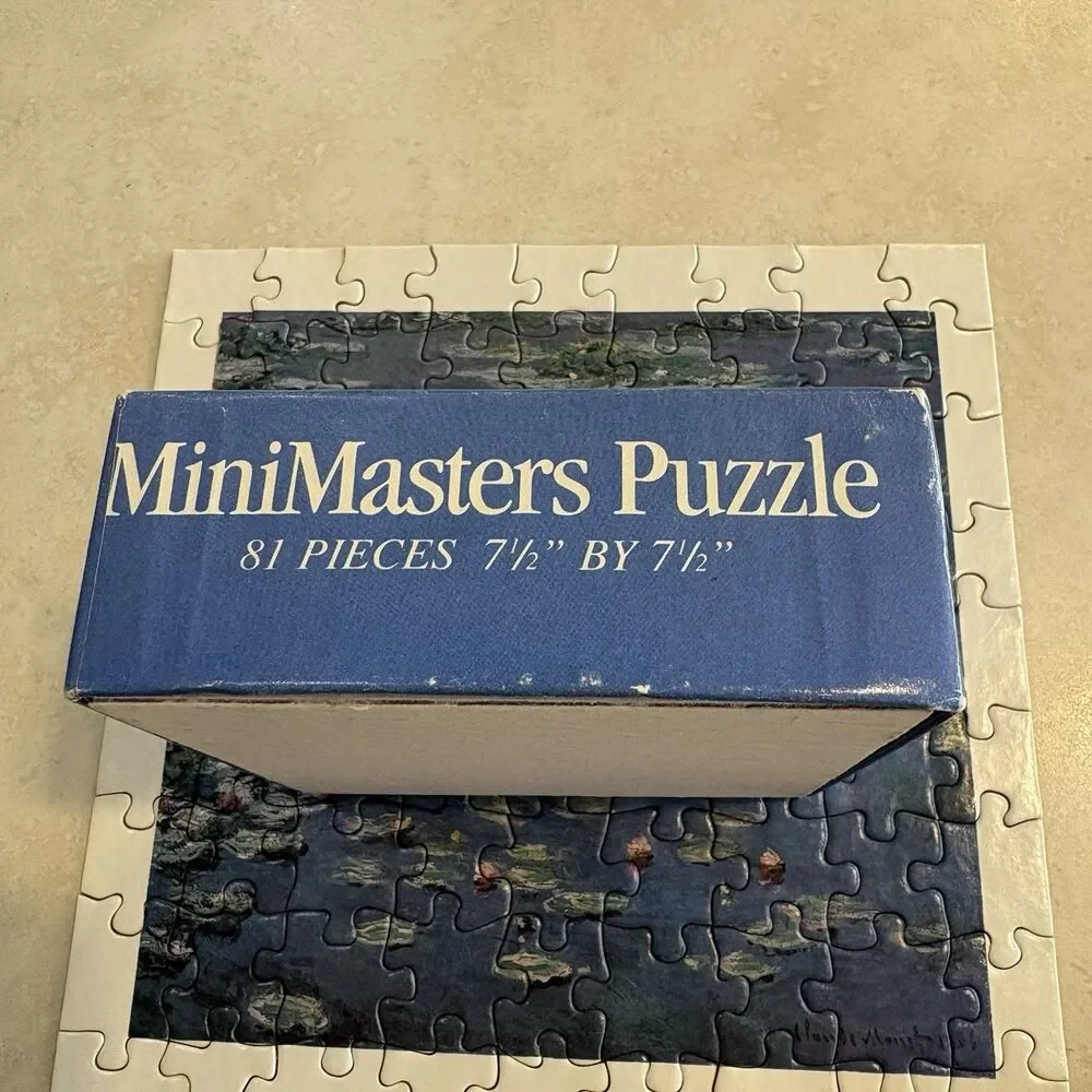 Mini Masters Monet Water Lilies Jigsaw Puzzle 7”X 7” Complete 81 pcs Vintage